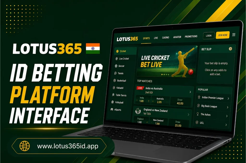Lotus365 ID betting platform interface